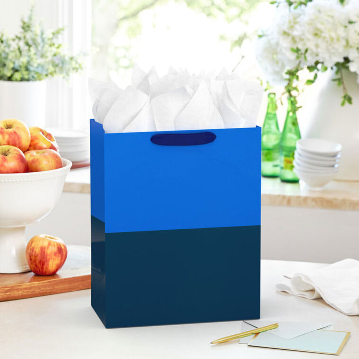 Hallmark : 13" Navy Blue and Cobalt Color Block Large Gift Bag