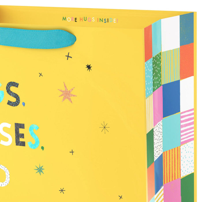 Hallmark : 13" Hugs, Kisses and Birthday Wishes on Yellow Large Gift Bag