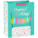 Birthday Cake on Aqua Large Gift Bag