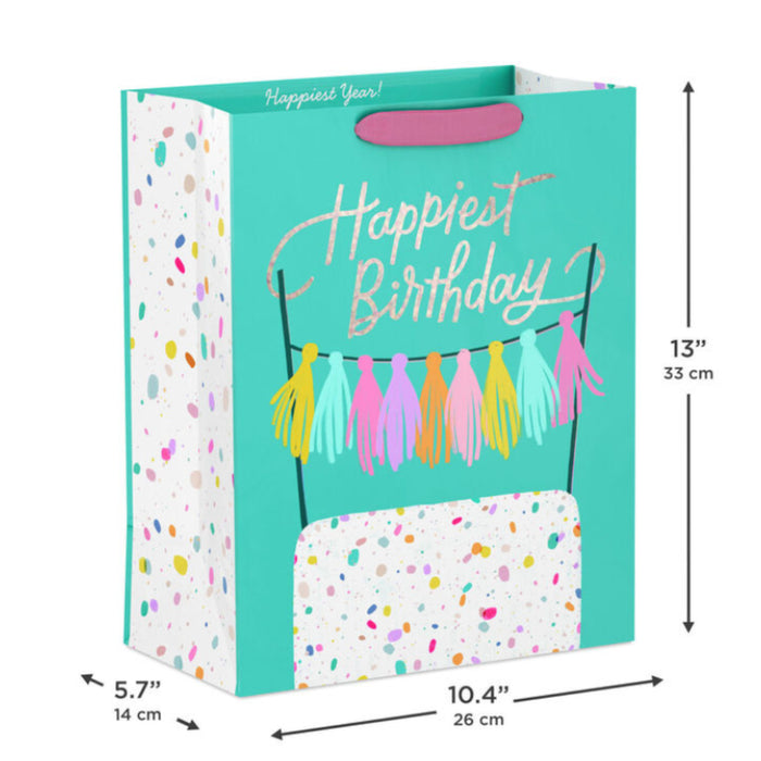 Birthday Cake on Aqua Large Gift Bag