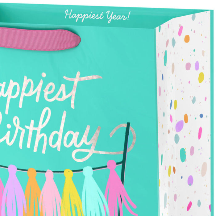 Birthday Cake on Aqua Large Gift Bag