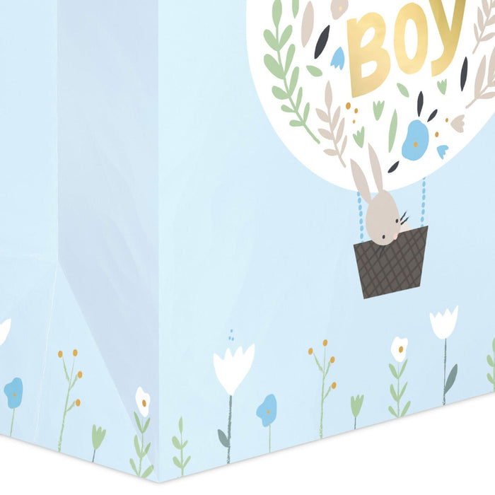 Hallmark : 13" Bunny in Hot Air Balloon Baby Boy Large Gift Bag