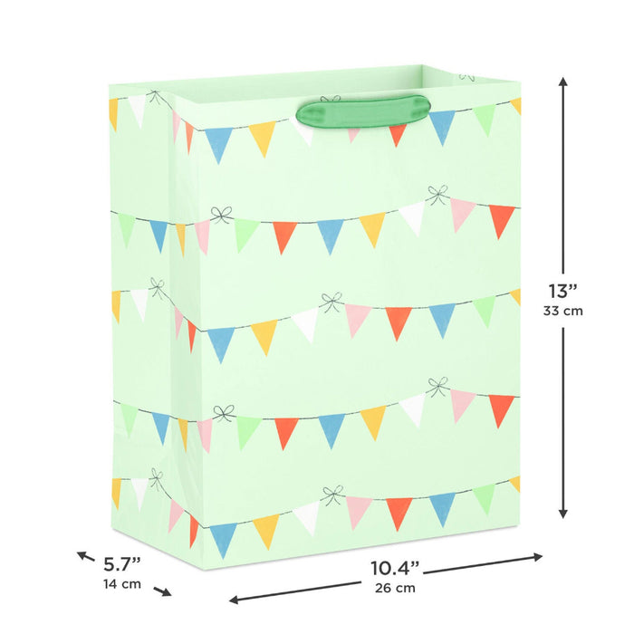Hallmark : 13" Colorful Banners on Light Green Large Gift Bag