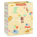 Large yellow gift bag featuring illustrated animals in party hats with balloons and celebration banners