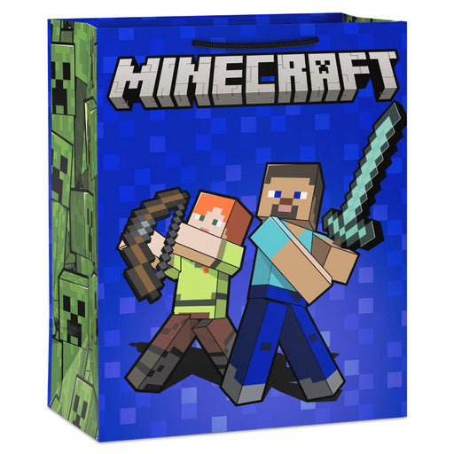 Hallmark : 13" Minecraft Alex and Steve on Blue Large Gift Bag