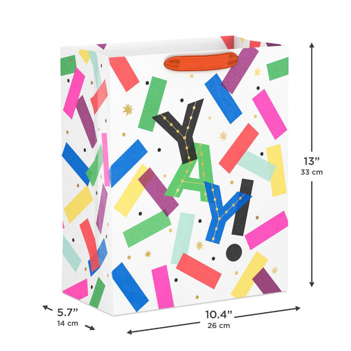 Hallmark : 13" Yay! Colorful Confetti on White Large Gift Bag