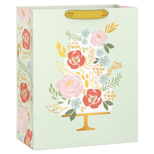 Hallmark : 13" Tiered Floral Cake on Light Green Large Gift Bag