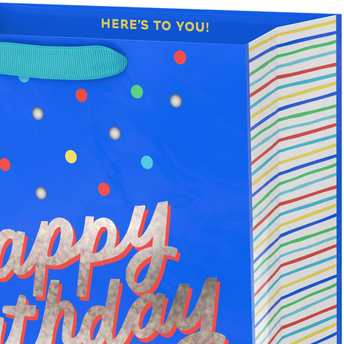 Happy Birthday on Blue Large Gift Bag