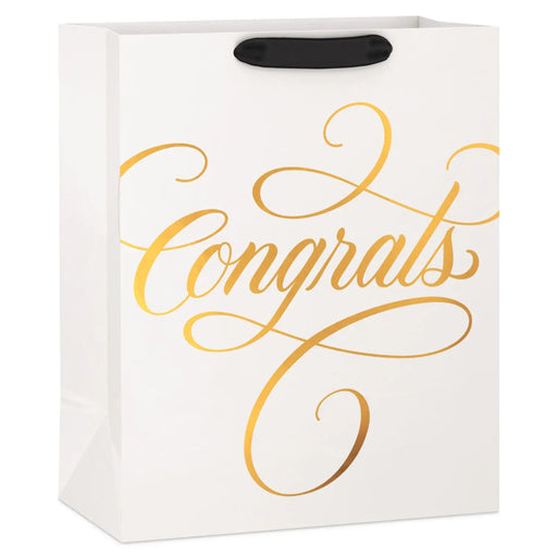 Large cream gift bag with gold calligraphy “Congrats” 