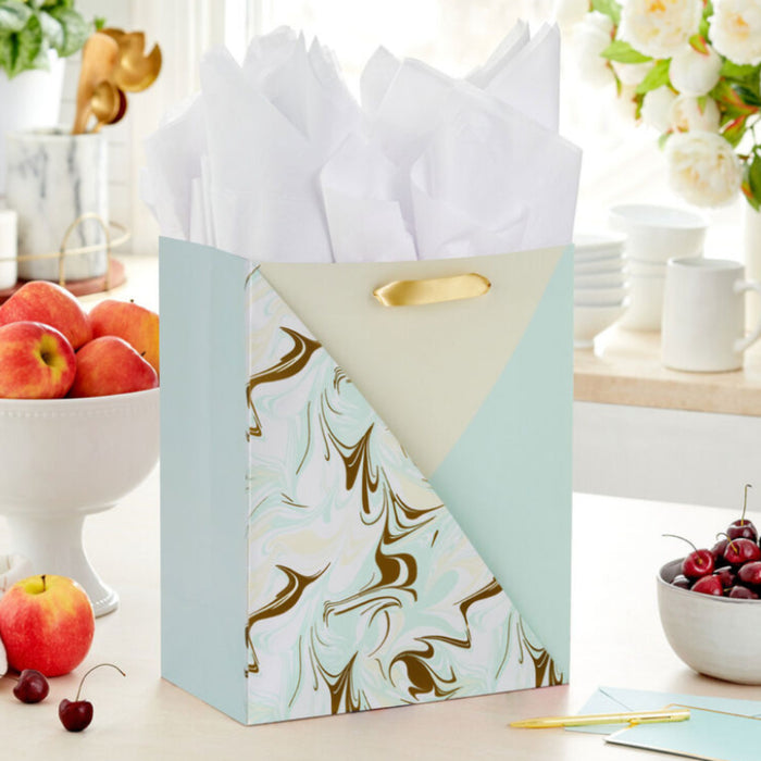 Marbled Neutral Color Block Large Gift Bag