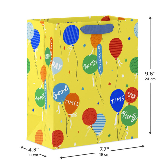 Bright Balloons on Yellow Medium Birthday Gift Bag