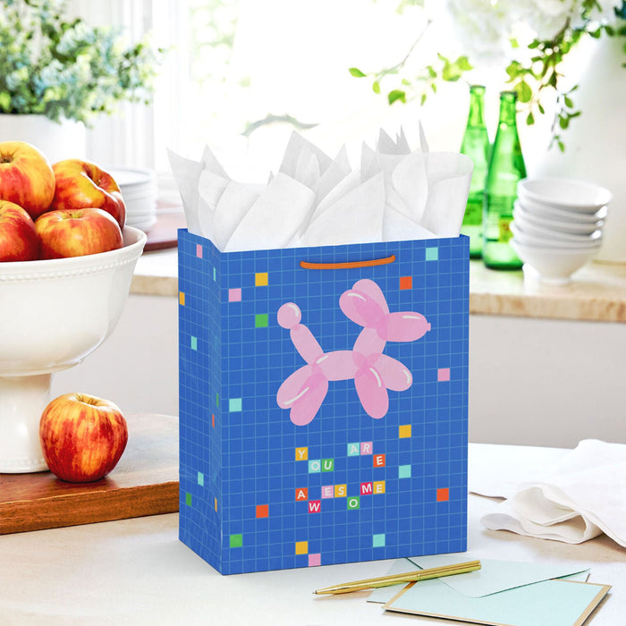 Hallmark : 9.6" Pink Balloon Dog You Are Awesome Medium Gift Bag