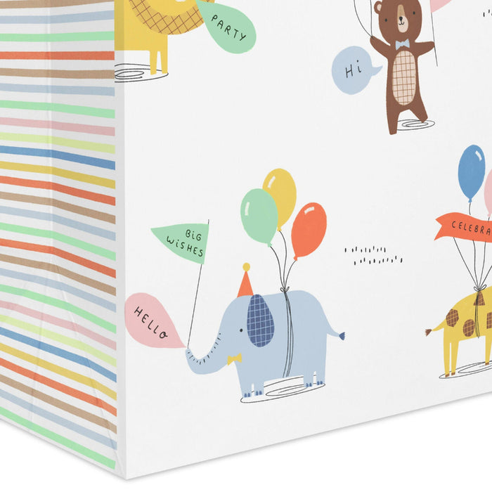 Hallmark : 9.6" Animals in Party Hats With Balloons Medium Gift Bag