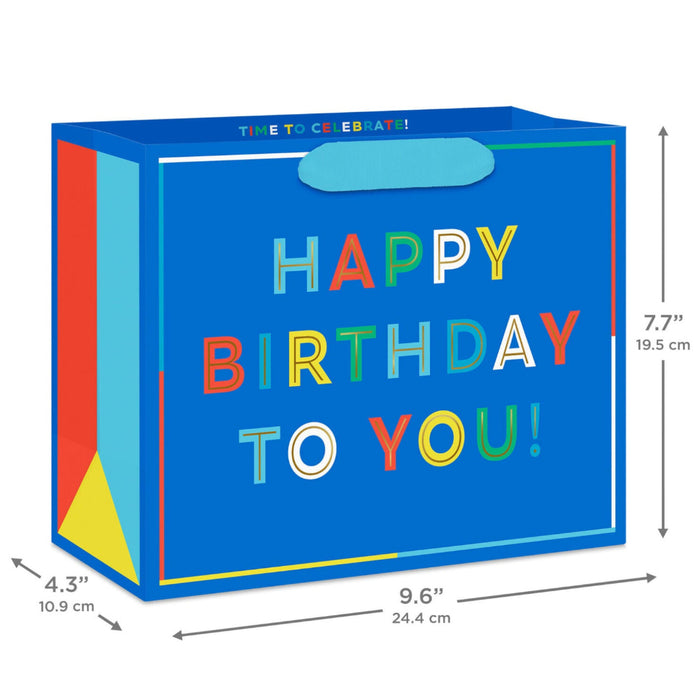 Happy Birthday to You on Blue Medium Gift Bag