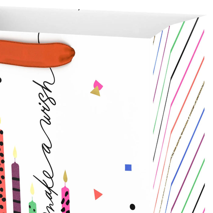 Close‑up of candle‑design birthday gift bag