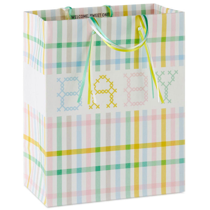 Pastel Plaid Medium New Baby Gift Bag