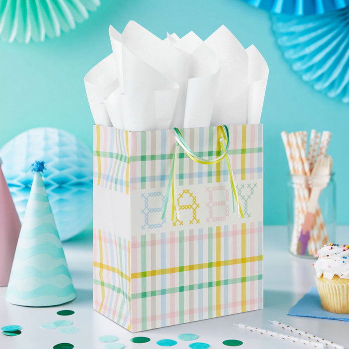 Pastel Plaid Medium New Baby Gift Bag
