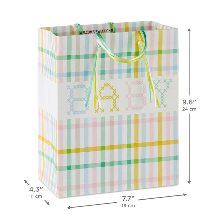 Pastel Plaid Medium New Baby Gift Bag