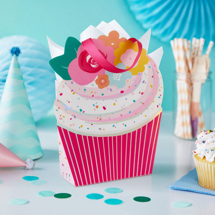Hallmark : 6.5" Cupcake With Flowers Small Gift Bag