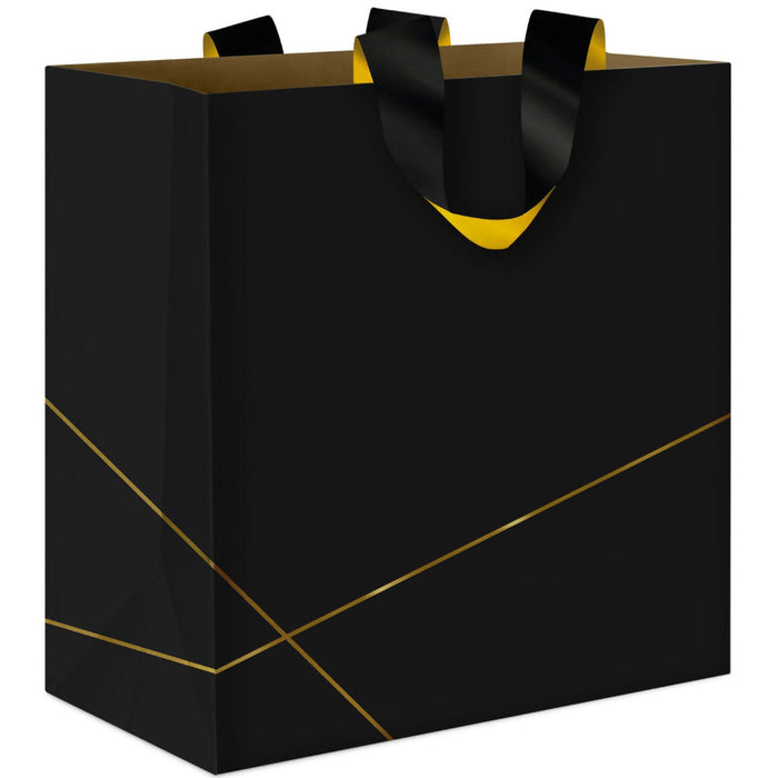 Gold Lines on Black Medium Gift Bag