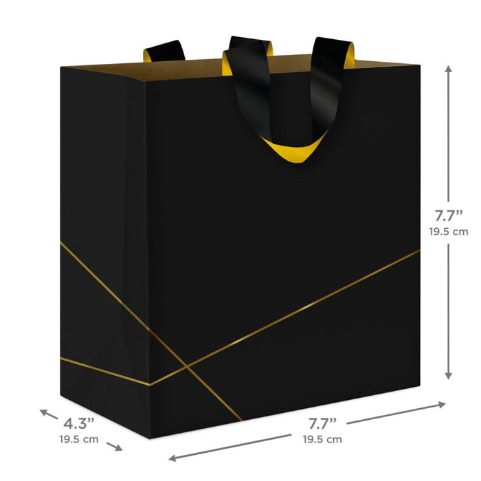 Gold Lines on Black Medium Gift Bag