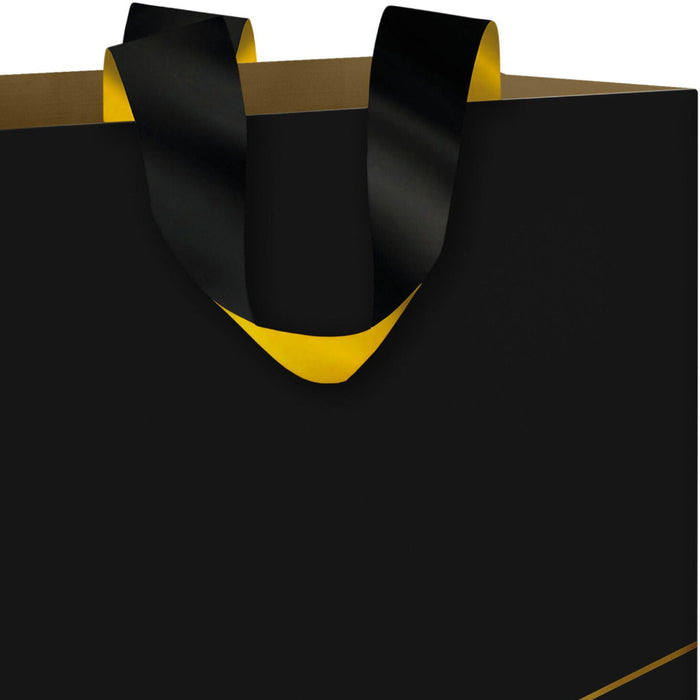 Gold Lines on Black Medium Gift Bag