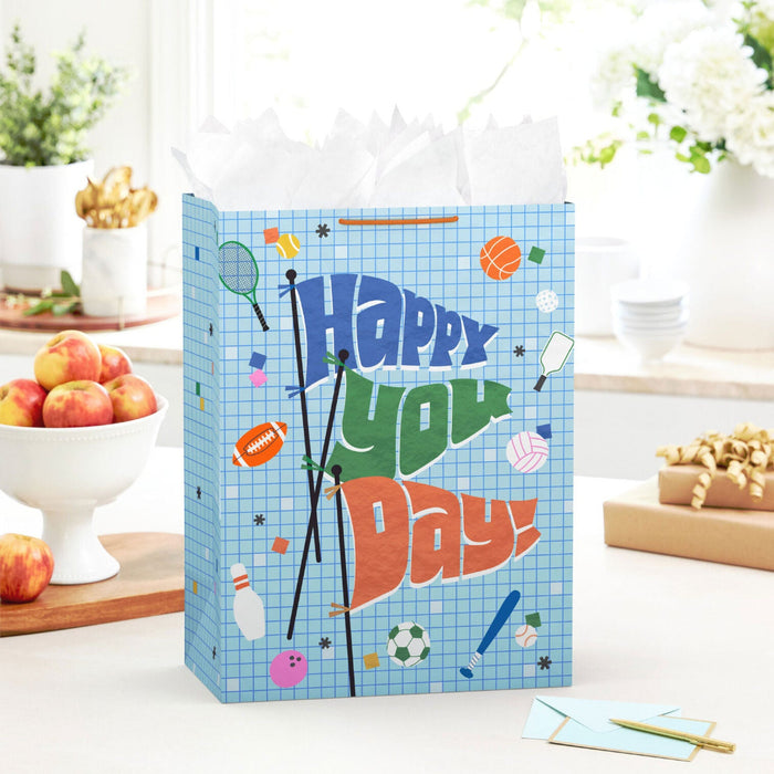 Hallmark : 20" Happy You Day Pennants and Sports Icons Jumbo Gift Bag