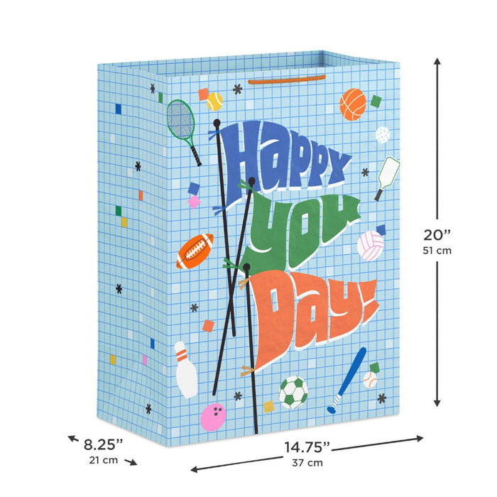 Hallmark : 20" Happy You Day Pennants and Sports Icons Jumbo Gift Bag