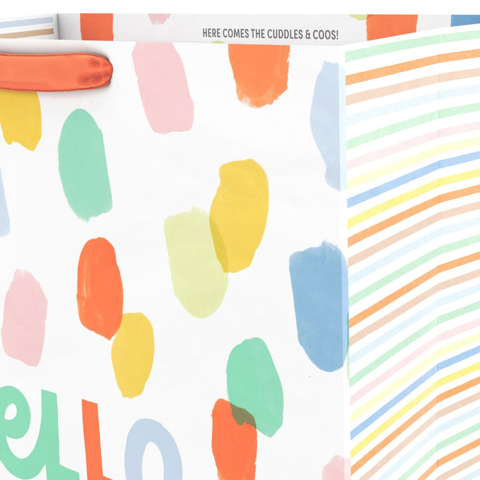 Hallmark : 20" Hello Baby and Painted Dots Jumbo Gift Bag