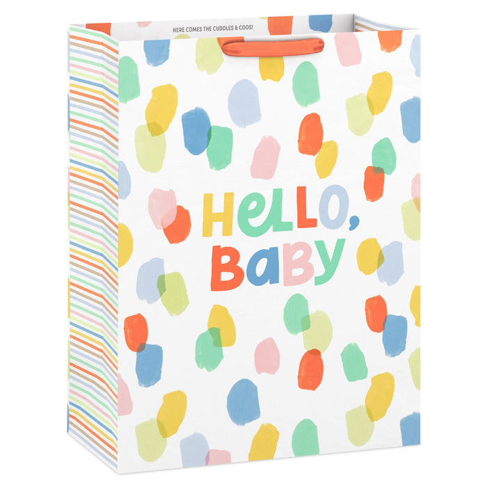 Hallmark : 20" Hello Baby and Painted Dots Jumbo Gift Bag