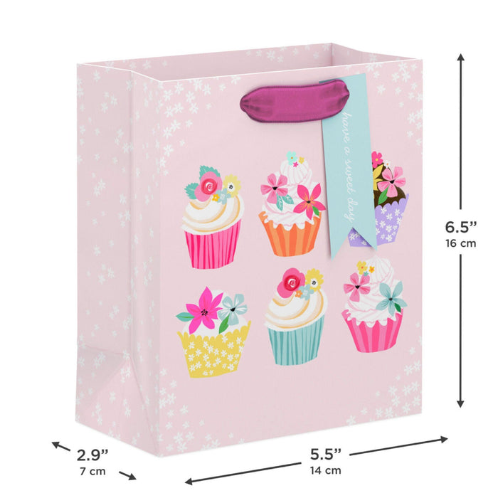 Floral Cupcakes on Pink Small Gift Bag