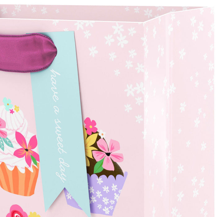 Floral Cupcakes on Pink Small Gift Bag