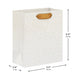 Small cream and gold dotted gift bag, 5.5" × 6.5" × 2.9"