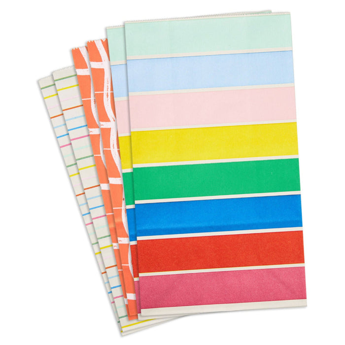 Colorful 6-Pack Assortment Paper Goodie Bags With Stickers