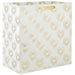 15-inch extra-deep white gift bag with gold heart pattern for elegant gift presentation