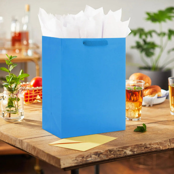 13-inch large royal blue gift bag for birthdays, graduations, holidays, and special occasion gifts.