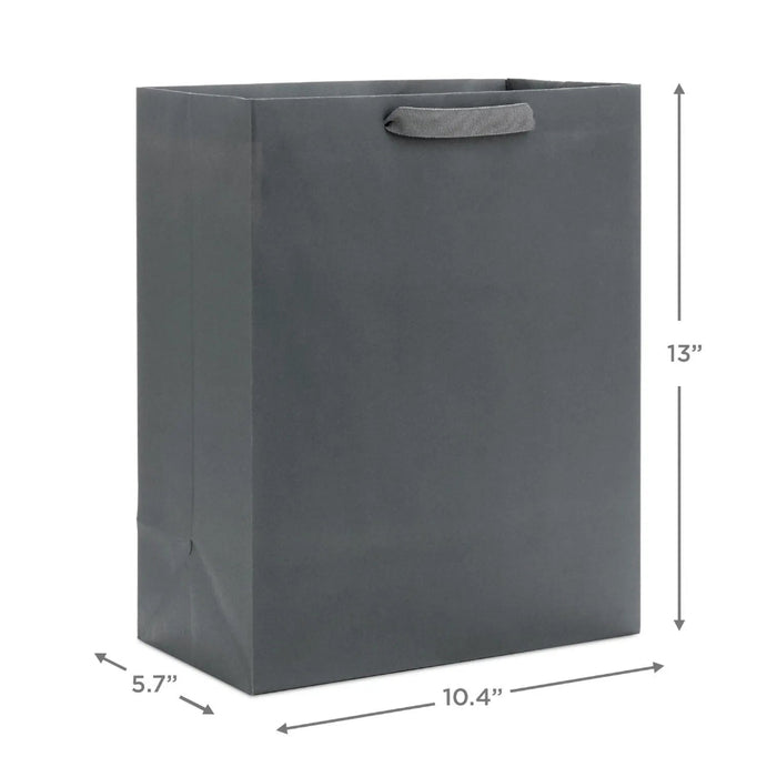 Hallmark 13-inch gray large gift bag with sturdy handles and modern design for birthdays, holidays, and special occasions