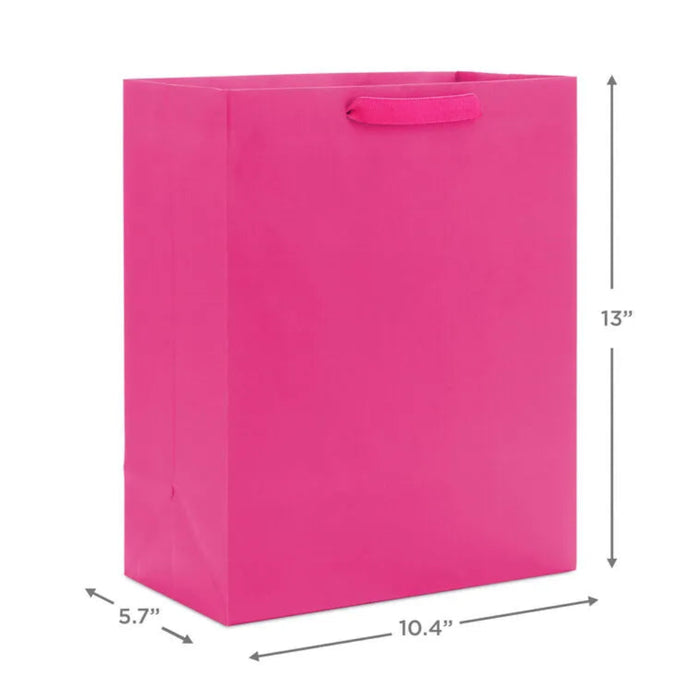Hallmark 13-inch large hot pink gift bag for birthdays, celebrations, holidays, and special occasions.