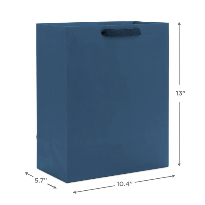 Hallmark 13-inch navy blue large gift bag with solid color matte finish for birthdays and special occasions