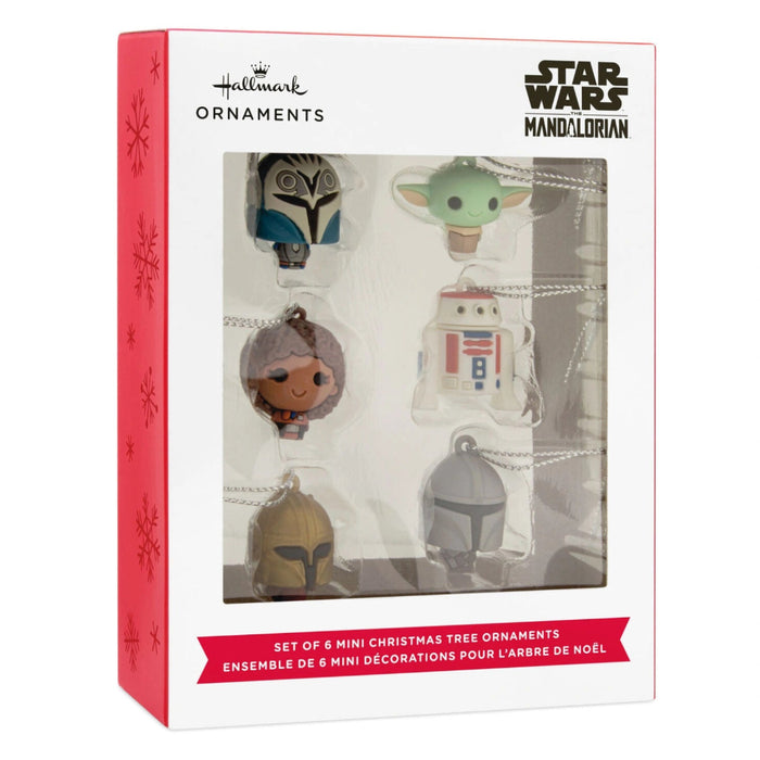Mini Star Wars: The Mandalorian™ Shatterproof Hallmark Ornaments, Set of 6 featuring colorful mini character Christmas ornaments for holiday tree decorating and Star Wars fans.