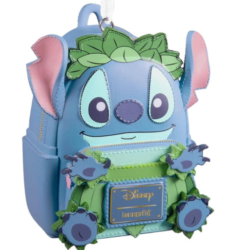 Hallmark Loungefly Disney Stitch Backpack ornament featuring a miniature backpack design with Stitch from Disney's Lilo &amp; Stitch for Christmas tree decorating and Disney collections.