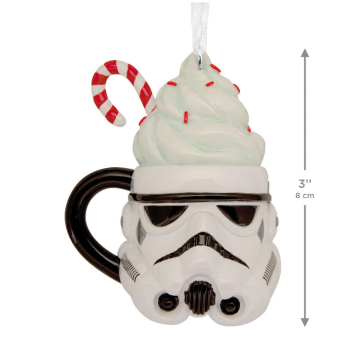 This Hallmark Star Wars™ Stormtrooper™ Festive Mug Hallmark Ornament brings galactic fun to your holiday décor with a creative mug-inspired design featuring the iconic Stormtrooper™.