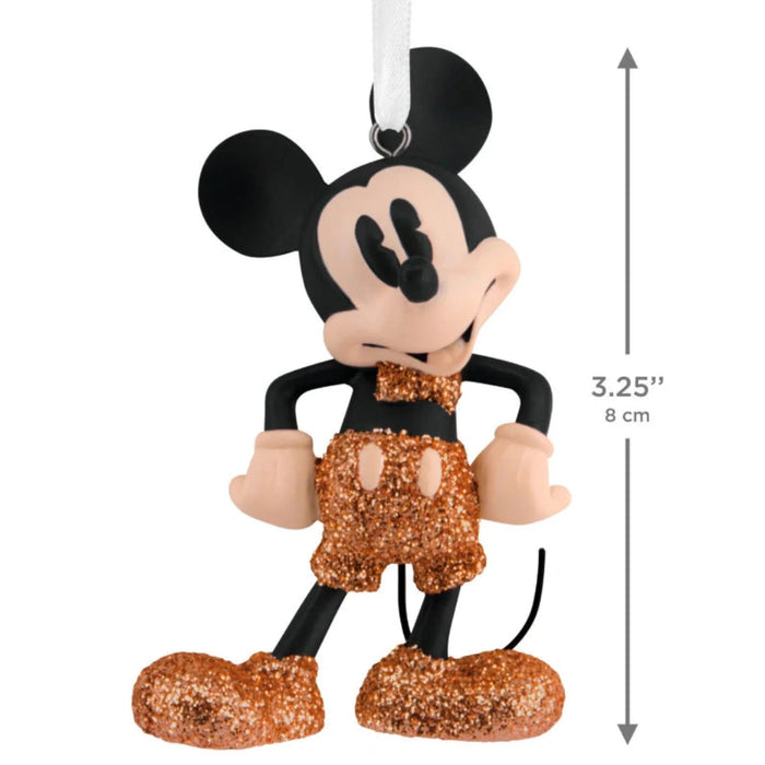Hallmark Disney Mickey Mouse sparkling ornament featuring the classic Disney character with shimmering accents, collectible Christmas tree decoration for Disney fans.