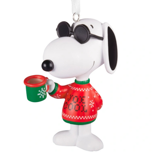 This Hallmark Peanuts® Festive Joe Cool Hallmark Ornament brings the timeless charm of Snoopy's famous Joe Cool persona to your holiday décor.