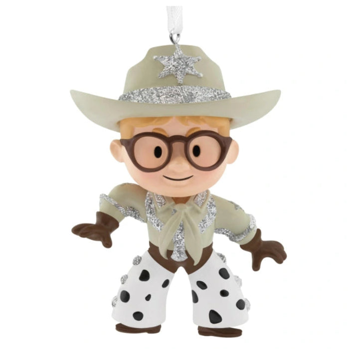 Hallmark A Christmas Story Ralphie Parker Cowboy ornament featuring Ralphie in his cowboy outfit from the classic holiday movie, collectible Christmas tree decoration for movie fans.