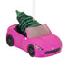 Barbie™ Car With Tree Hallmark Ornament featuring Barbie driving a pink convertible with a decorated Christmas tree.