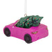 Barbie™ Car With Tree Hallmark Ornament featuring Barbie driving a pink convertible with a decorated Christmas tree.