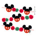 Hallmark Disney Mickey Mouse Ears 72-inch fabric Christmas garland with printed felt ears, red-and-white cording, and red and green pom-poms.