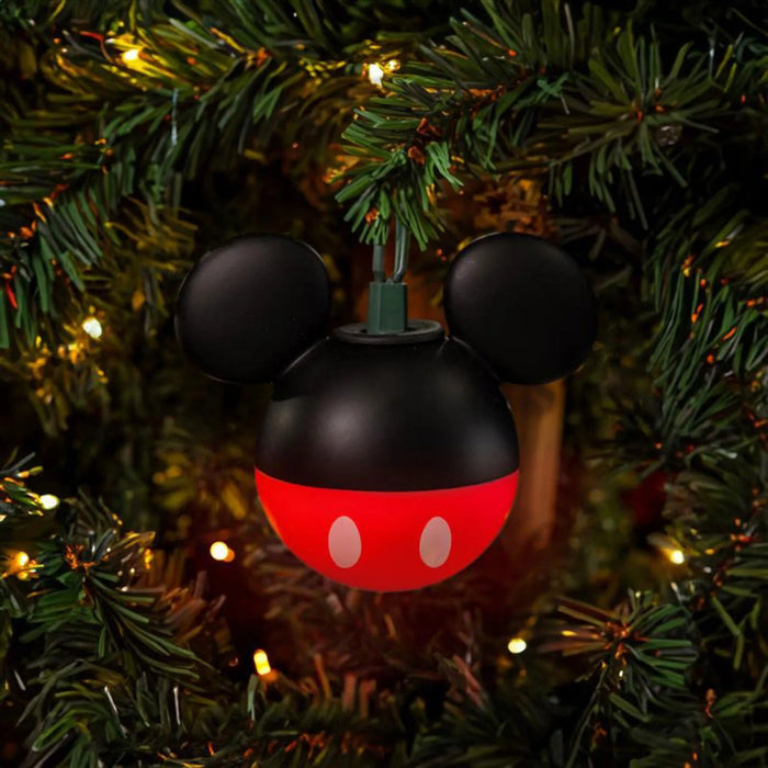 Hallmark Disney Mickey Mouse Ears string light covers, set of 8, featuring black ears and red-and-white button pants in shatterproof plastic.