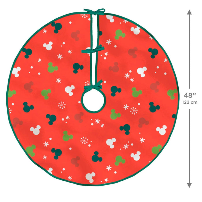Hallmark Disney Mickey Mouse Ears 48-inch fabric Christmas tree skirt for festive holiday tree displays.